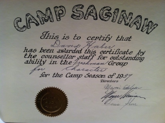 Mr. Peabody's Way-Back Machine brings this evidence of David Haber's award from 1937!