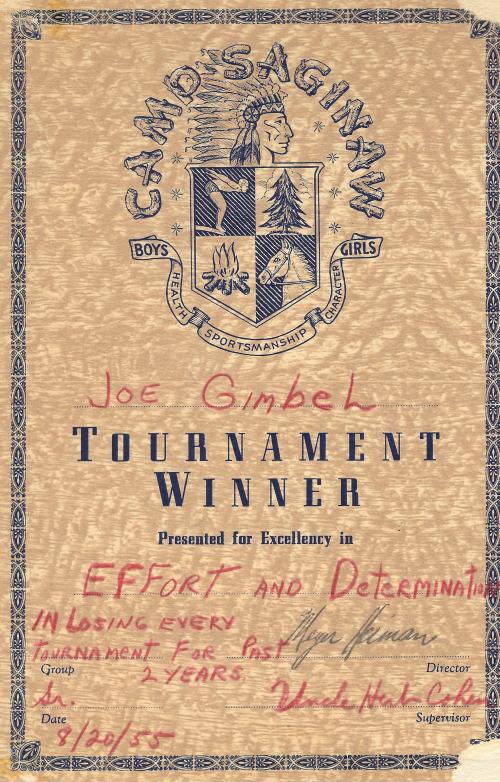 1955 Joe Gimbel Determination Award